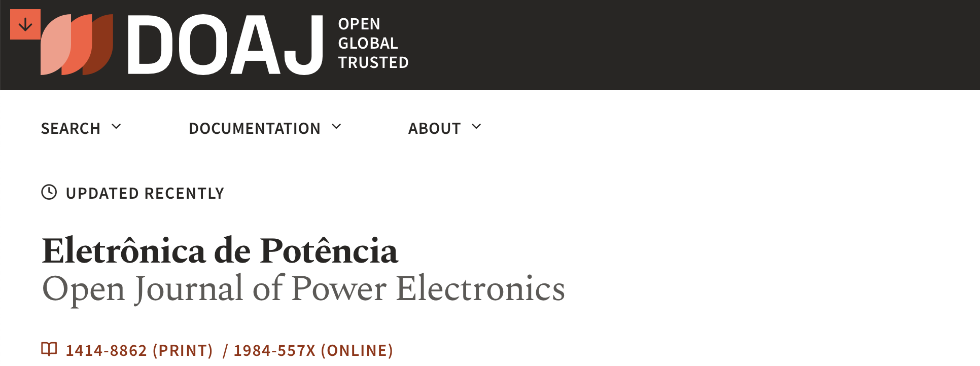 Revista Eletrônica de Potência é aceita no DOAJ!